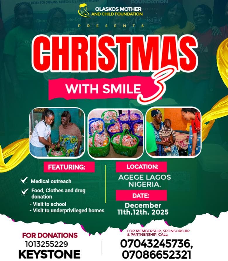 Flyer for Christmas With A Smile 3, 11 and 12 December 2025, Agege, Lagos