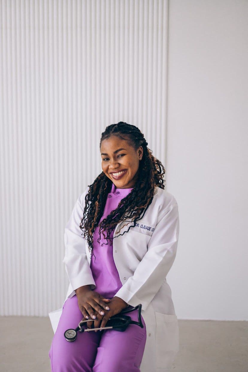 Olaitan Esther Ojuade in a white coat
